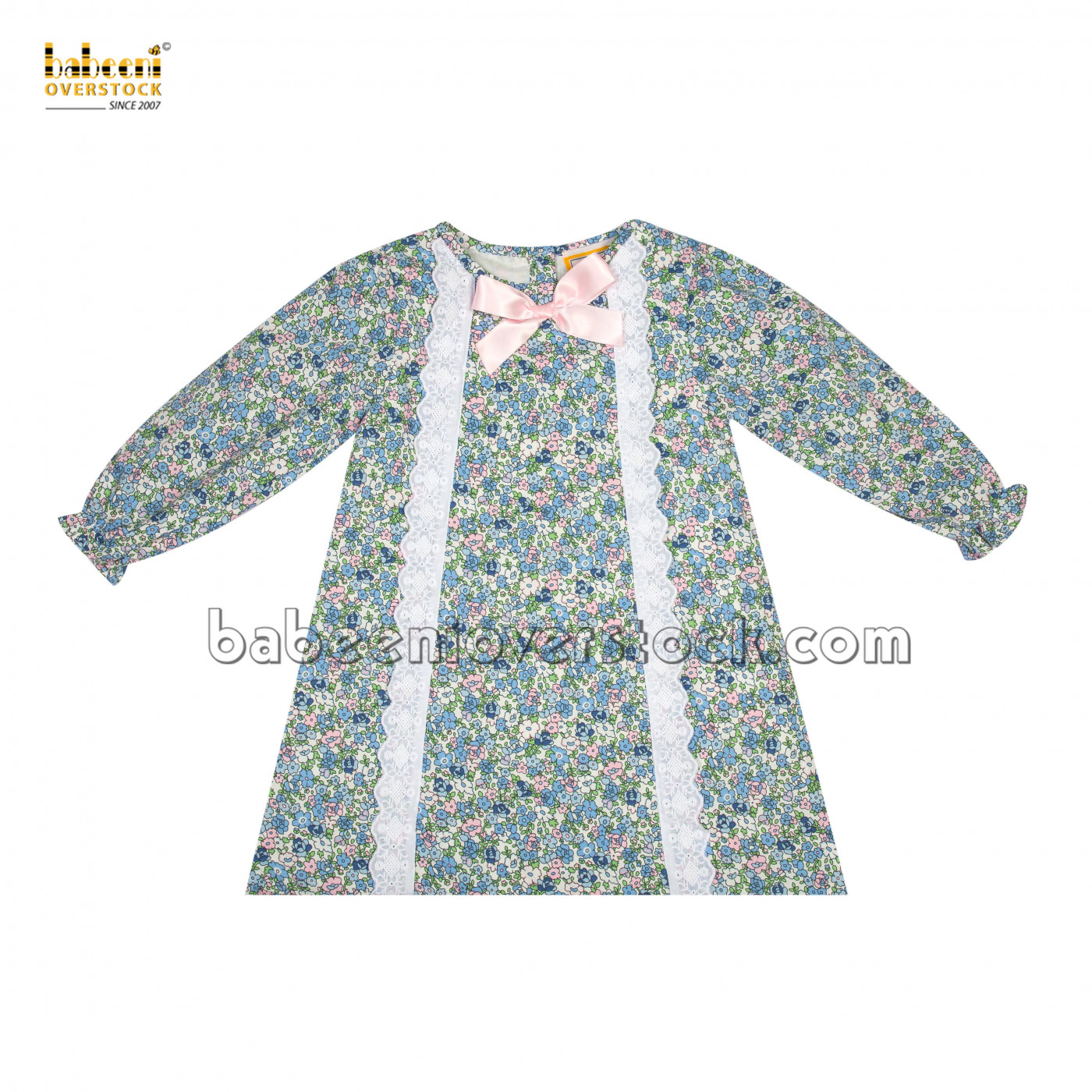 Elegant girl dress tiny flowers printed long sleeves - BB2259
